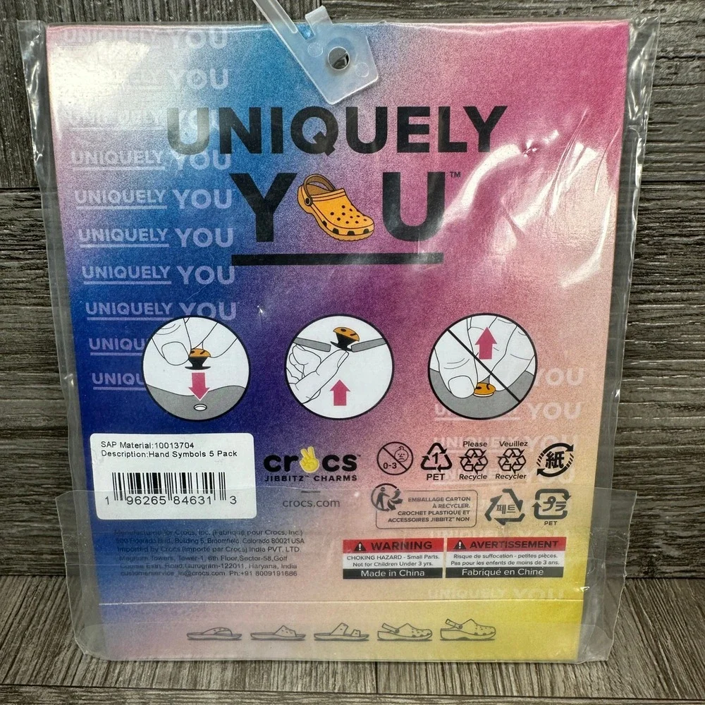 Crocs Jibbitz Charms Unisex OS‎ Yellow Hand Symbols Emoji 5 Pack NEW 10013704